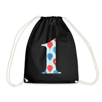 Ballon zum 1. Jubiläum - Turnbeutel - Schwarz - Vorne