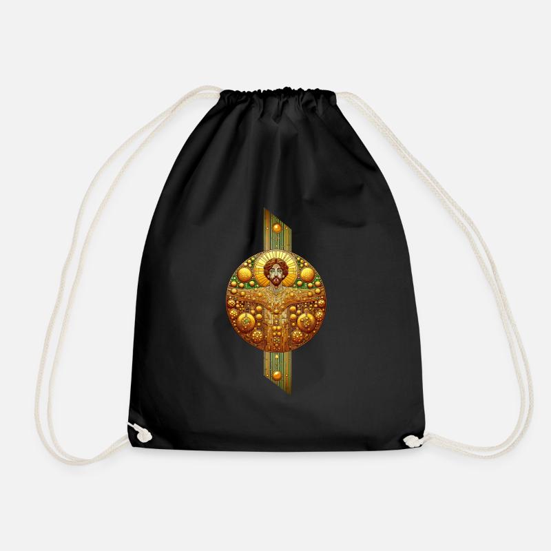 Gustav Klimt God - Drawstring Bag - black