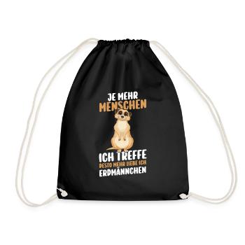 Erdmännchen - Turnbeutel - Schwarz - Vorne