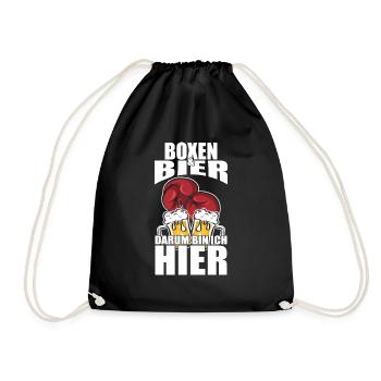Funny saying: Boxing, beer, that's why I'm here - Drawstring Bag - black - Front