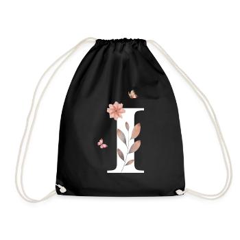 Letter i wildflowers watercolors - Drawstring Bag - black - Front