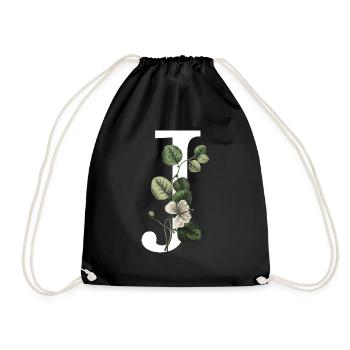 lettre j botanique vert - Sac de sport léger - noir - Devant