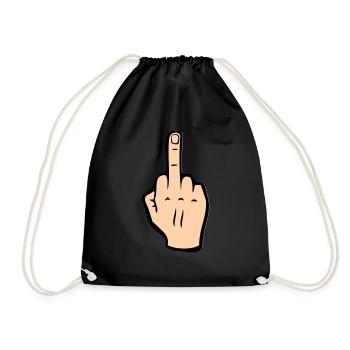 Middle finger - Drawstring Bag - black - Front