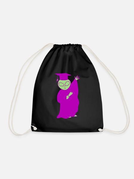 Graduation Alien - Drawstring Bag - black