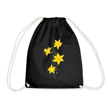Filigree Daffodils Flowers. Spring, Easter. - Drawstring Bag - black - Front