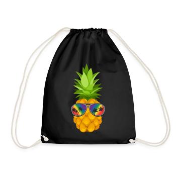 Blume Ananas mit Sonnenbrille Hawaii - Turnbeutel - Schwarz - Vorne