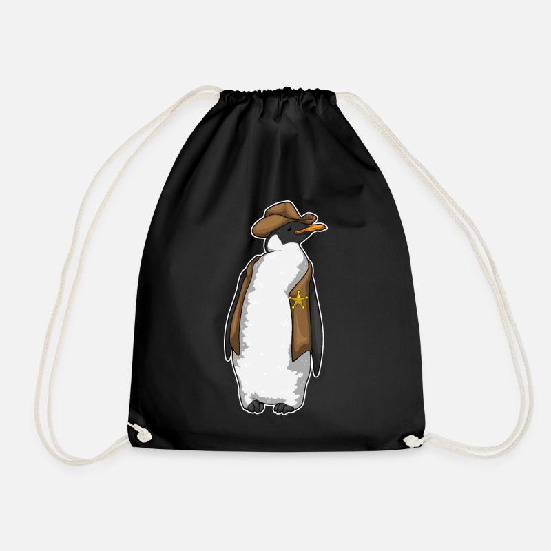 Pinguin Sheriff - Turnbeutel - Schwarz