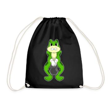 Frog Bodybuilder Dumbbell Bodybuilding - Drawstring Bag - black - Front