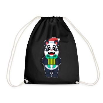 Chapeau de père Noël Panda - Sac de sport léger - noir - Devant