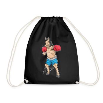 Pferd Boxer Boxhandschuhe Boxen - Turnbeutel - Schwarz - Vorne