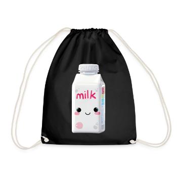 Milk Kawaii - Drawstring Bag - black - Front