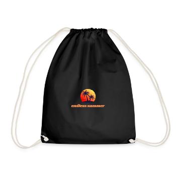 Endless Summer – Sunset & Palm Trees - Drawstring Bag - black - Front