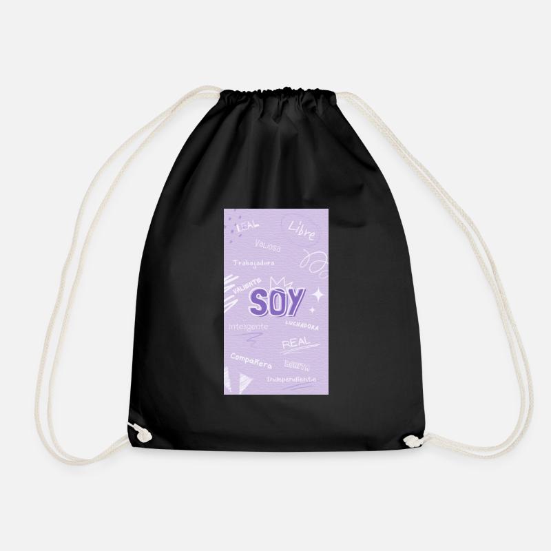Motivational phrase I am - Drawstring Bag - black