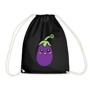 Aubergine - Turnbeutel - Schwarz - Vorne