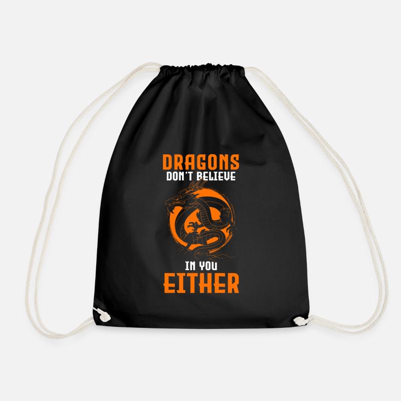 Fantasy Asia Fire Creature - Drawstring Bag - black
