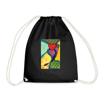 Heart - Drawstring Bag - black - Front