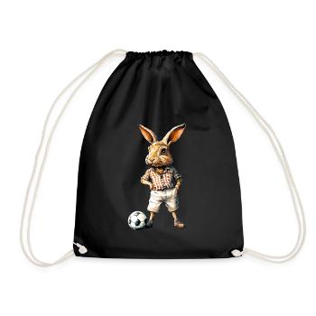 Bunny Soccer / Soccer Bunny - Drawstring Bag - black - Front