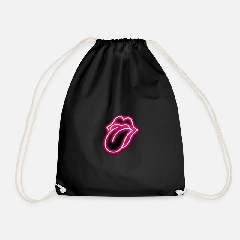 Mouth Logo Kiss - Drawstring Bag - black