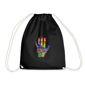 Bunte Hand - Turnbeutel - Schwarz - Vorne