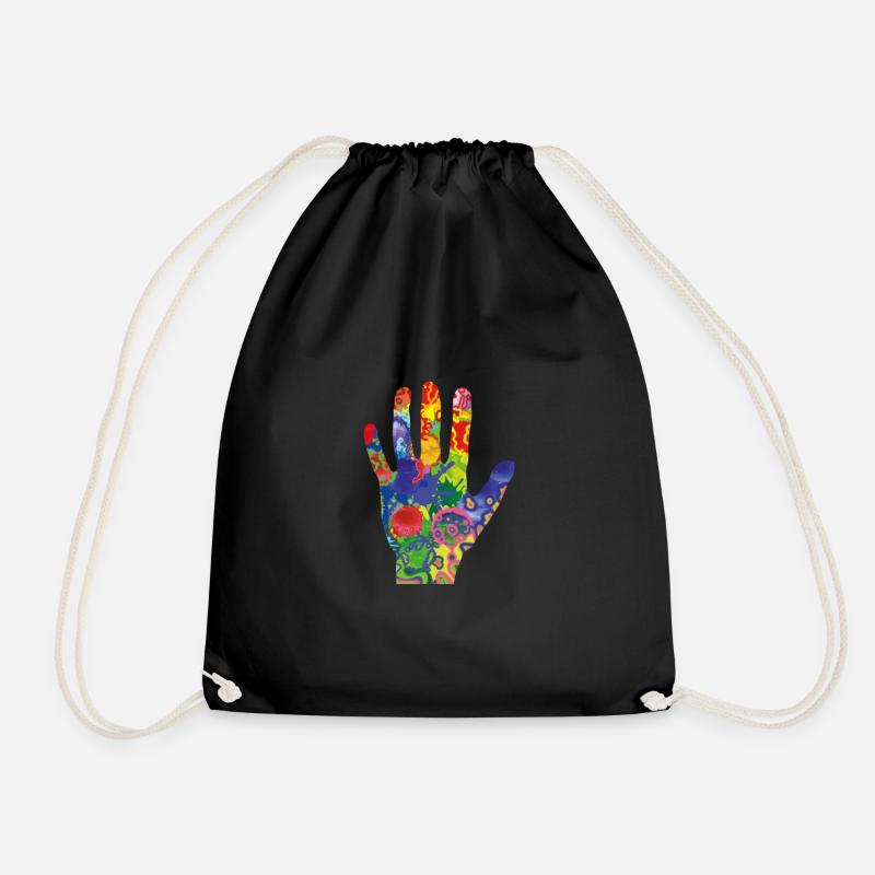 Bunte Hand - Turnbeutel - Schwarz