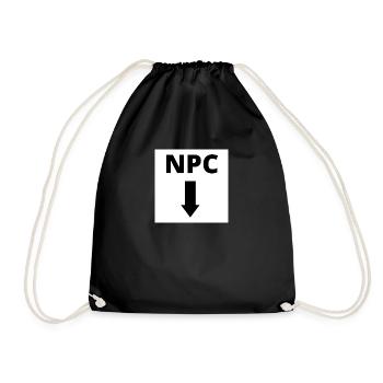 "NPC" Design mit Pfeil unten in schwarz - Turnbeutel - Schwarz - Vorne