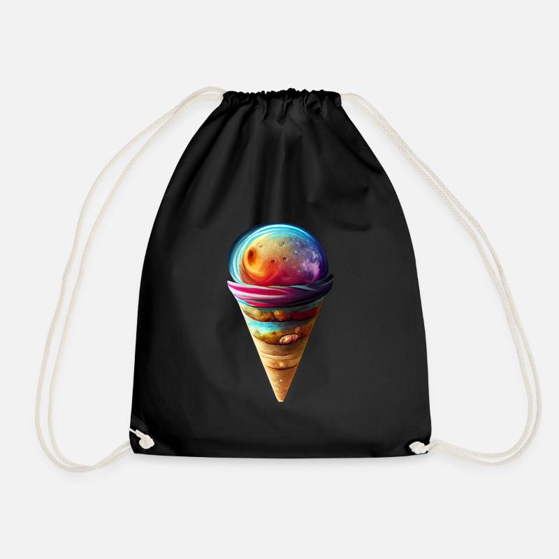 Ice cream as a planet - Drawstring Bag - black