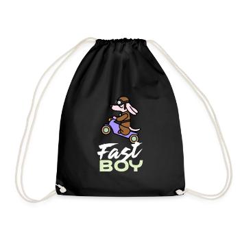 Fast Boy Dachshund Dog Gift Wiener Dog - Drawstring Bag - black - Front