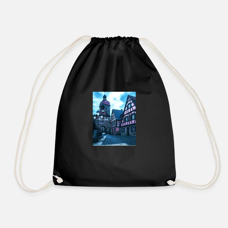 Medieval city - Drawstring Bag - black