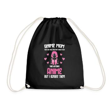 anime merch Anime anime mom Geschenk - Turnbeutel - Schwarz - Vorne