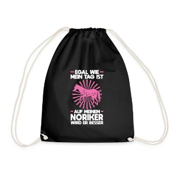Noriker Pferd Pferdesport Geschenk - Turnbeutel - Schwarz - Vorne