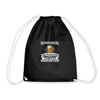 Rumpunzel schmeiß ein Bier herunter - Turnbeutel - Schwarz - Vorne