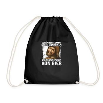 Schönheit kommt von Bier - Turnbeutel - Schwarz - Vorne
