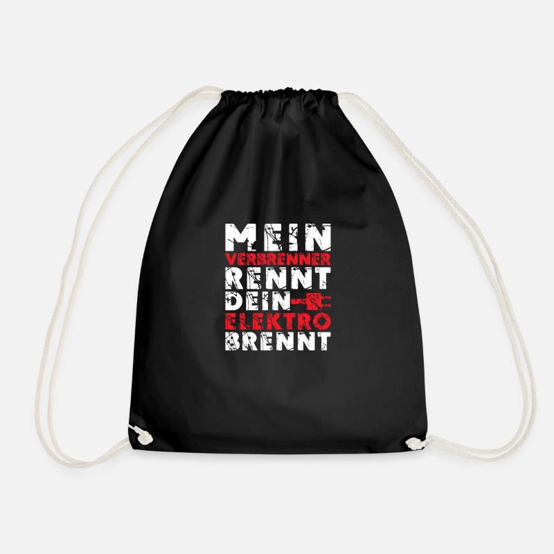 Mein Verbrenner rennt Dein elektro brennt - Turnbeutel - Schwarz