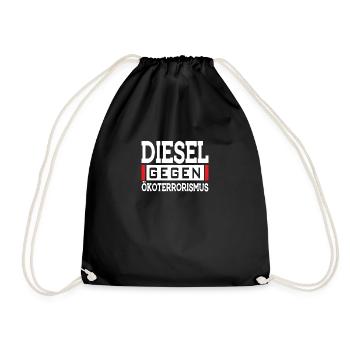 Diesel gegen Ökoterrorismus - Turnbeutel - Schwarz - Vorne