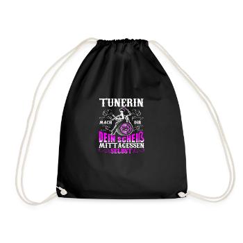 Weibliche Tunerin mach dir dein Mittagessen selbst - Turnbeutel - Schwarz - Vorne