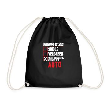 Beziehungsstatus Wen ineressierts ich habe Auto - Turnbeutel - Schwarz - Vorne