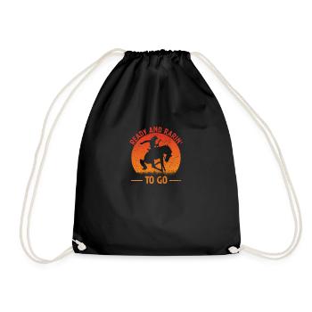 Texas Ready And Rarin To Go Retro Sunset Cowboy - Drawstring Bag - black - Front