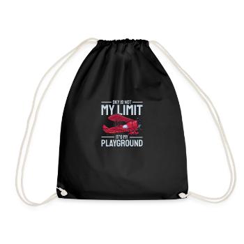 Airplane The Sky Is Not My Limit Pilot - Drawstring Bag - black - Front
