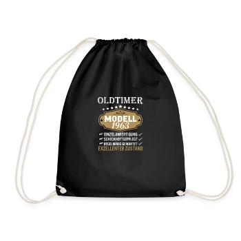 Oldtimer Modell 1963 Vintage Retro funny Design - Turnbeutel - Schwarz - Vorne