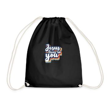 Jésus vit en toi Bible chrétienne - Sac de sport léger - noir - Devant