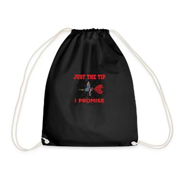 Darts Funny Just the Tip I Promise Darts Player - Drawstring Bag - black - Front