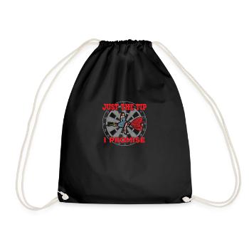Darts Funny Just the Tip I Promise Darts Player - Drawstring Bag - black - Front