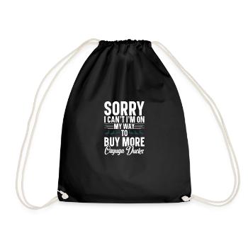 Cayuga Duck Enclosure Stuffed Animal Food Cayuga - Drawstring Bag - black - Front