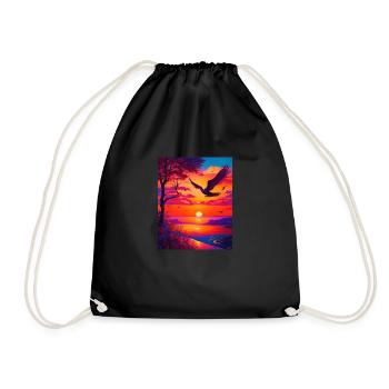 Artwork graphic majestically vivid color shapes - Drawstring Bag - black - Front