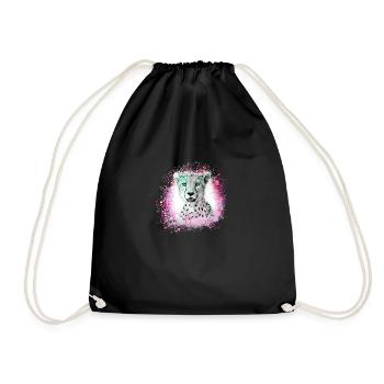 léopard, chat, chat sauvage, graffiti, peinture, rose - Sac de sport léger - noir - Devant