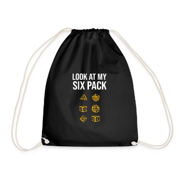Look At My Six Pack RPG D20 Dice Role Pen&Paper - Turnbeutel - Schwarz - Vorne