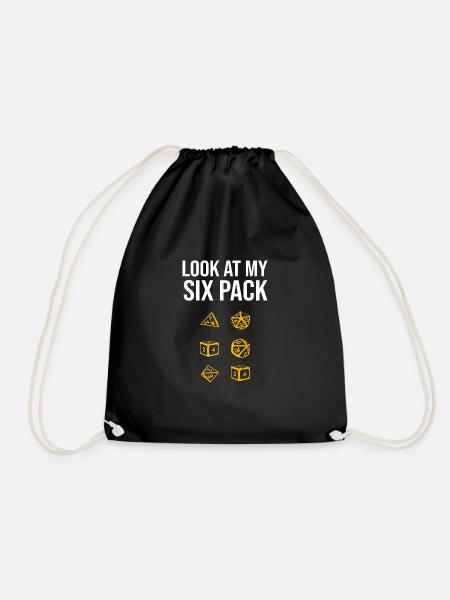 Look At My Six Pack RPG D20 Dice Role Pen&Paper - Turnbeutel - Schwarz