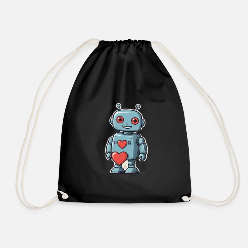 I Love Robots - Drawstring Bag - black