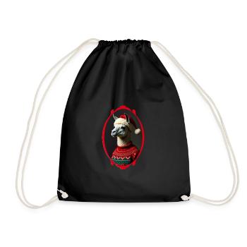 LLama en chapeau de père Noël et pull moche - Sac de sport léger - noir - Devant