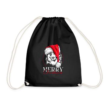 Santa Australian Shepherd Merry Christmas Wilsigns - Turnbeutel - Schwarz - Vorne